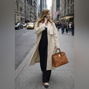 Coach Ivory Trench Coat with Signature Lining